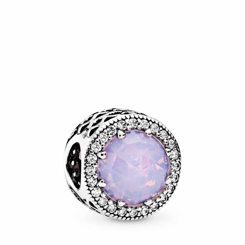 Pandora Radiant Hearts Charm Ireland - Sterling Silver/Pink/Mixed Stones/Cubic Zirconia - 974835DLF